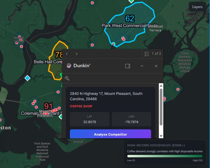 Interactive AI Dashboard showing competitor analysis on a heat map